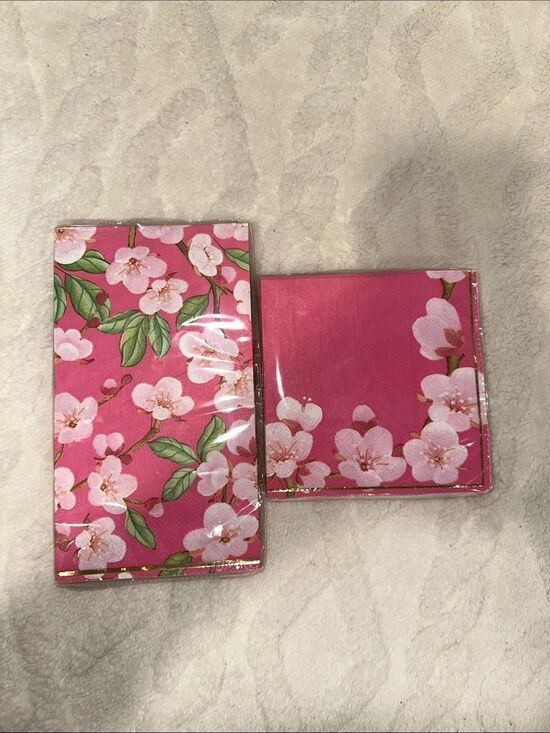Design Design Other - Design Pink Green Cherry Blossoms Floral Guest Towel Beverage Napkins x 2 packs